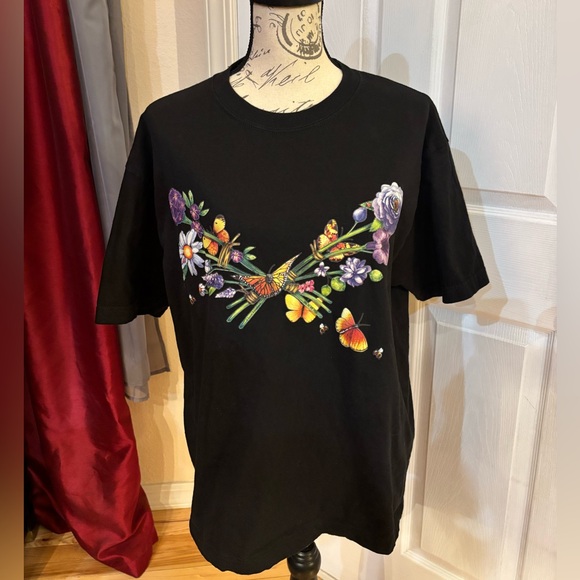 Vintage Y2K Flower & Butterfly T-Shirt - Picture 1 of 7